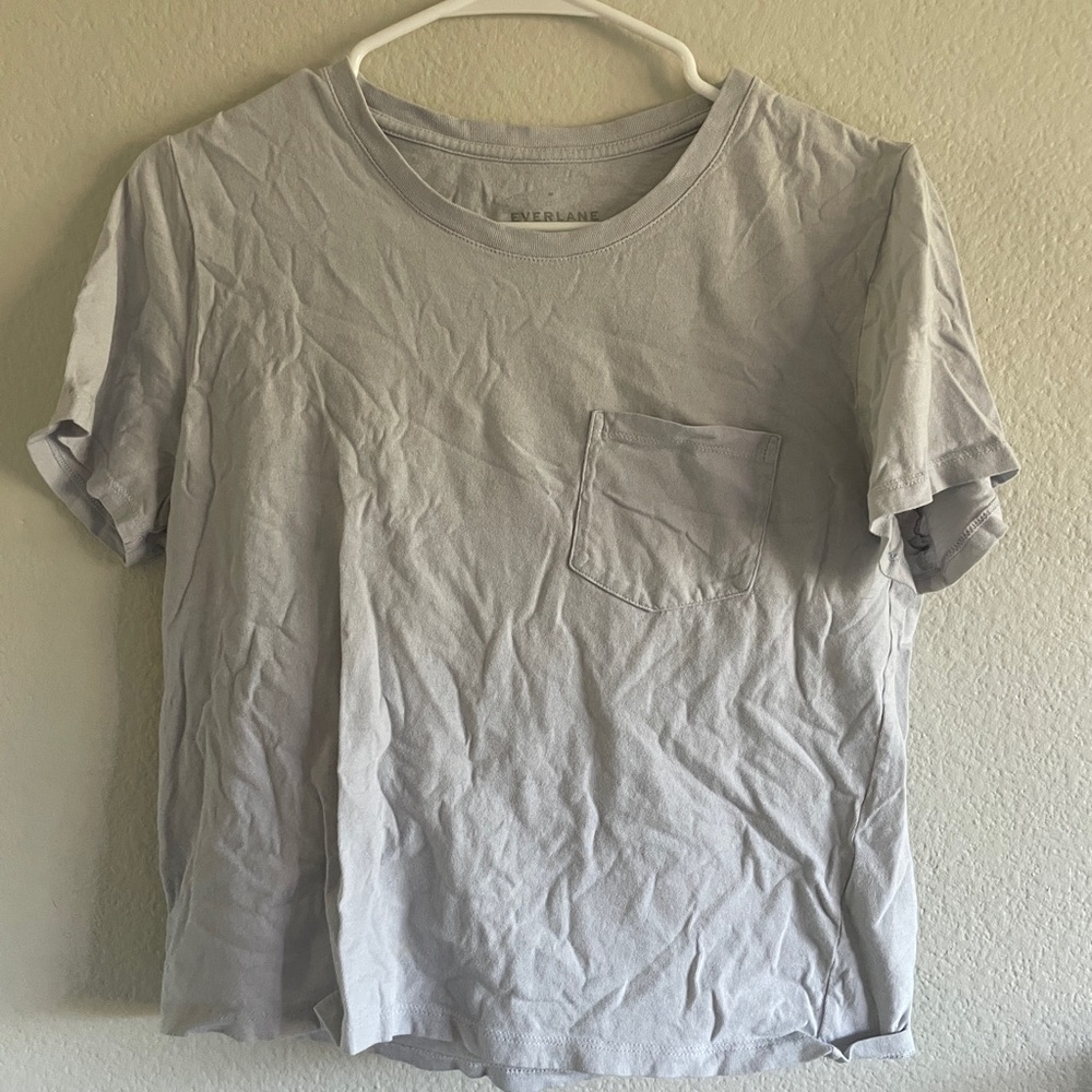 Everlane Light Blue Crop Pocket Tee